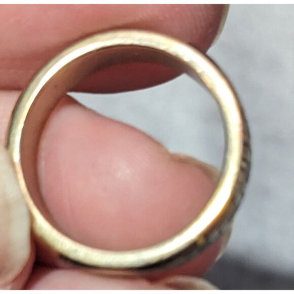 Rose Gold Tone Stainless Steel Greek Key Engraved Ring Size 6 - Picture 7 of 8